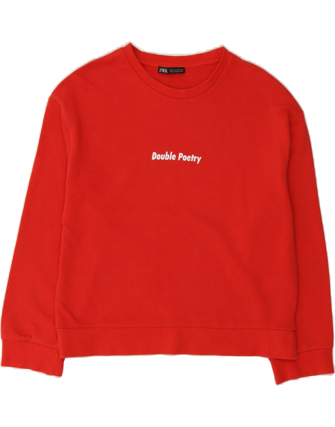 ZARA Womens Oversized Sweatshirt Jumper UK 10 Small Red Cotton Vintage Zara and Second-Hand Zara from Messina Hembry 