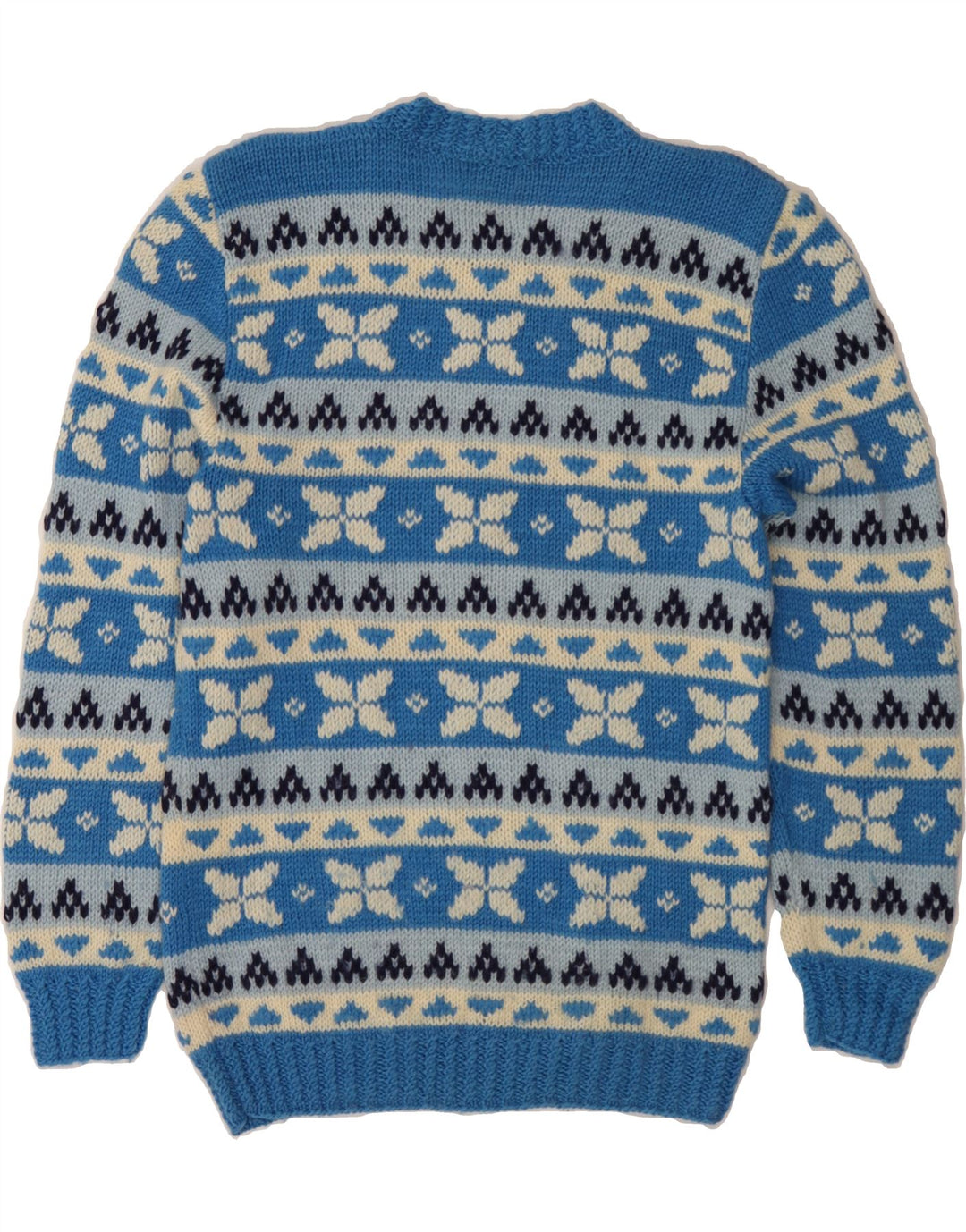VINTAGE Herren-Pullover mit Rundhalsausschnitt, Größe S, Blau, Fair Isle