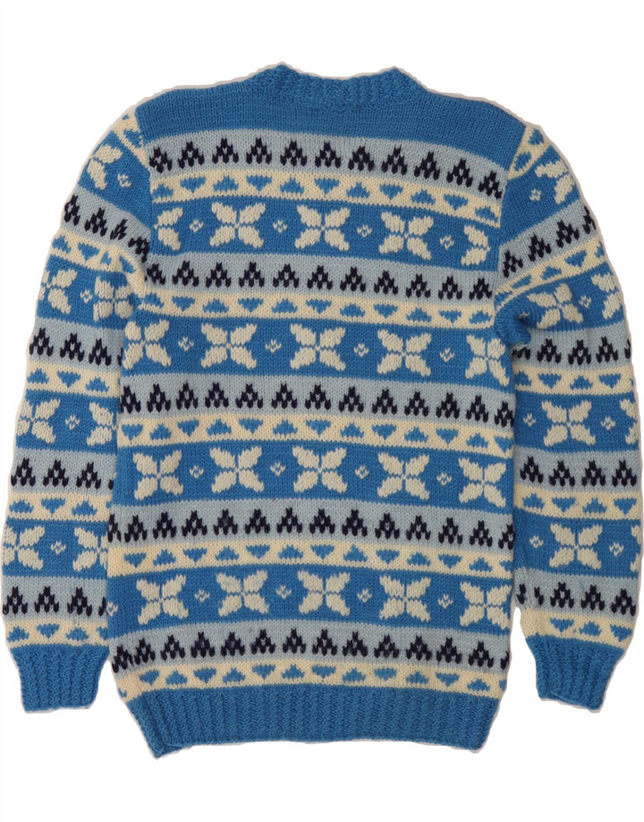 VINTAGE Herren-Pullover mit Rundhalsausschnitt, Größe S, Blau, Fair Isle