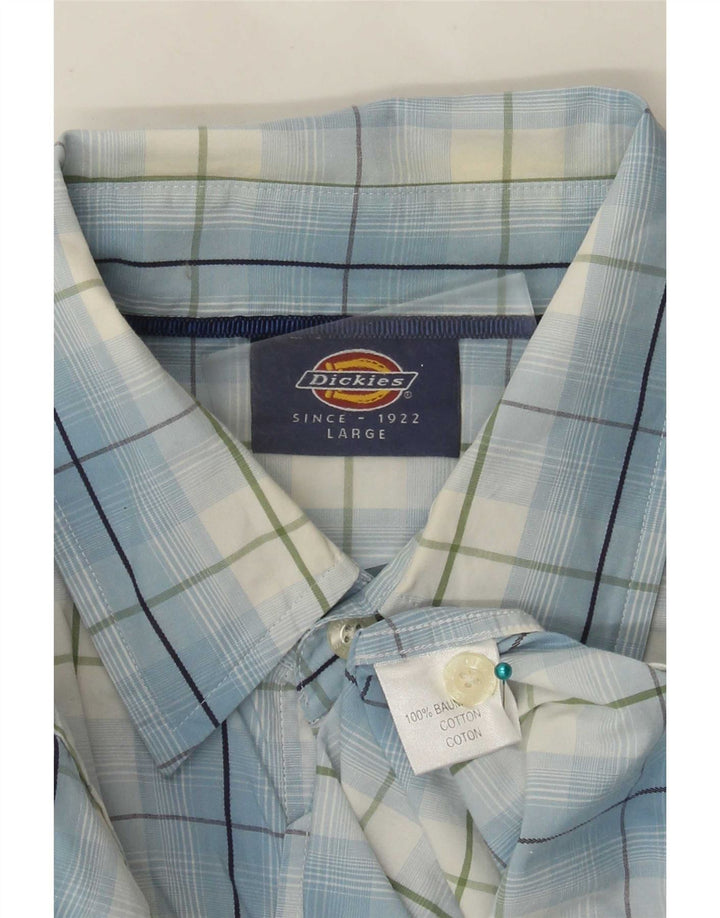 Dickies Herren-Kurzarmhemd, groß, blau kariert, Baumwolle