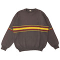 Vintage Herren Pullover mit Rundhalsausschnitt, groß, grau gestreift