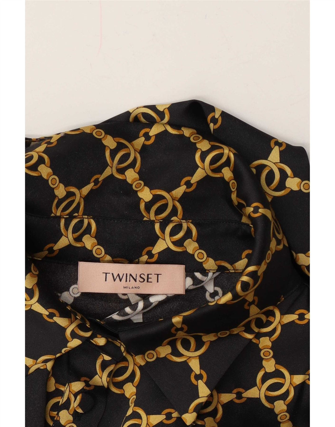Twinset Damen-Maxikleid mit abstraktem Muster, langärmlig, Gr. 14, mittelschwarz