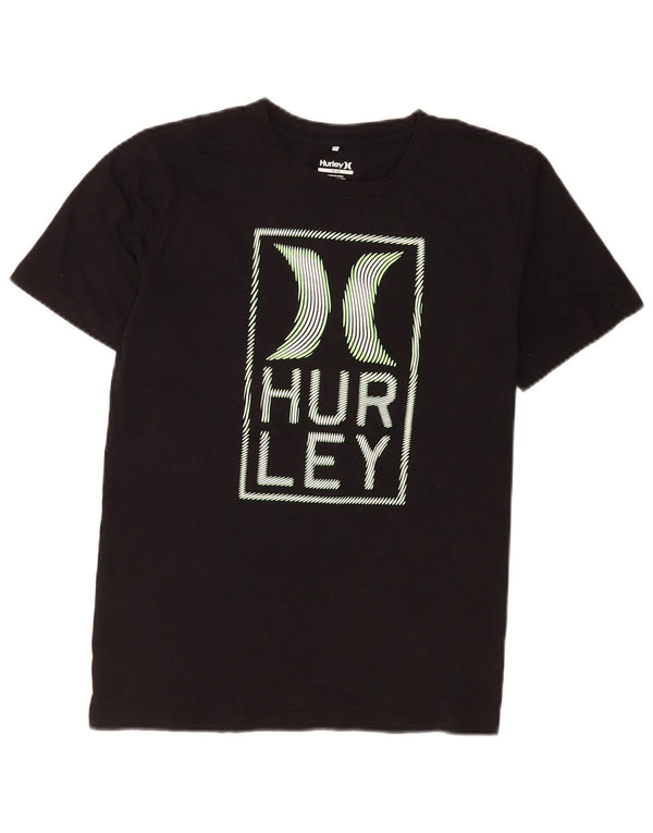 Hurley Grafik-T-Shirt-Oberteil für Mädchen, 14–15 Jahre, schwarze Baumwolle