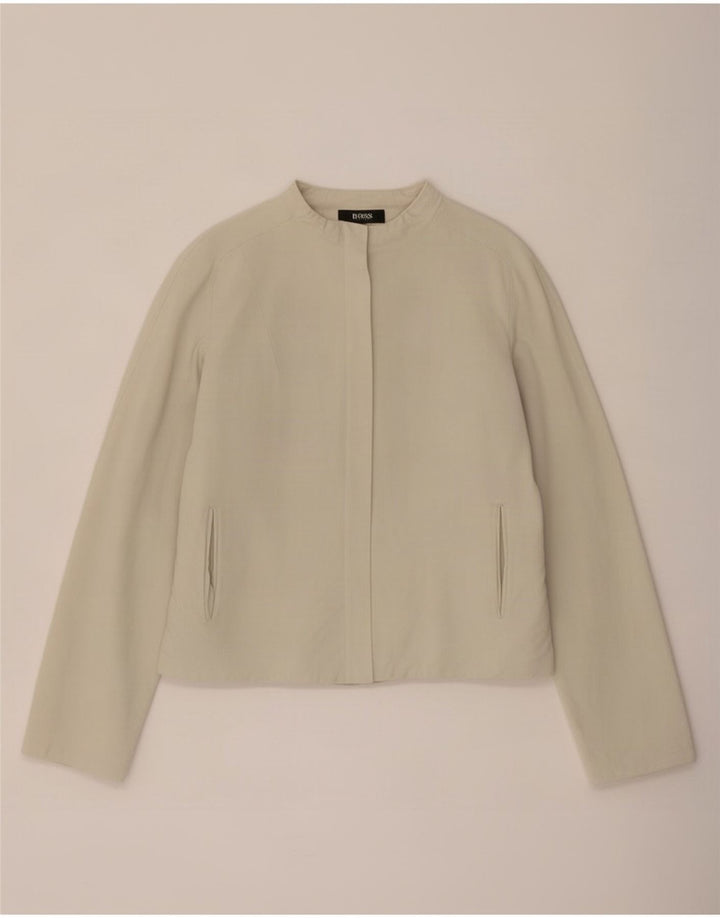 Hugo Boss Damen Blazer Jacke UK 14 Mittelbeige Leinen