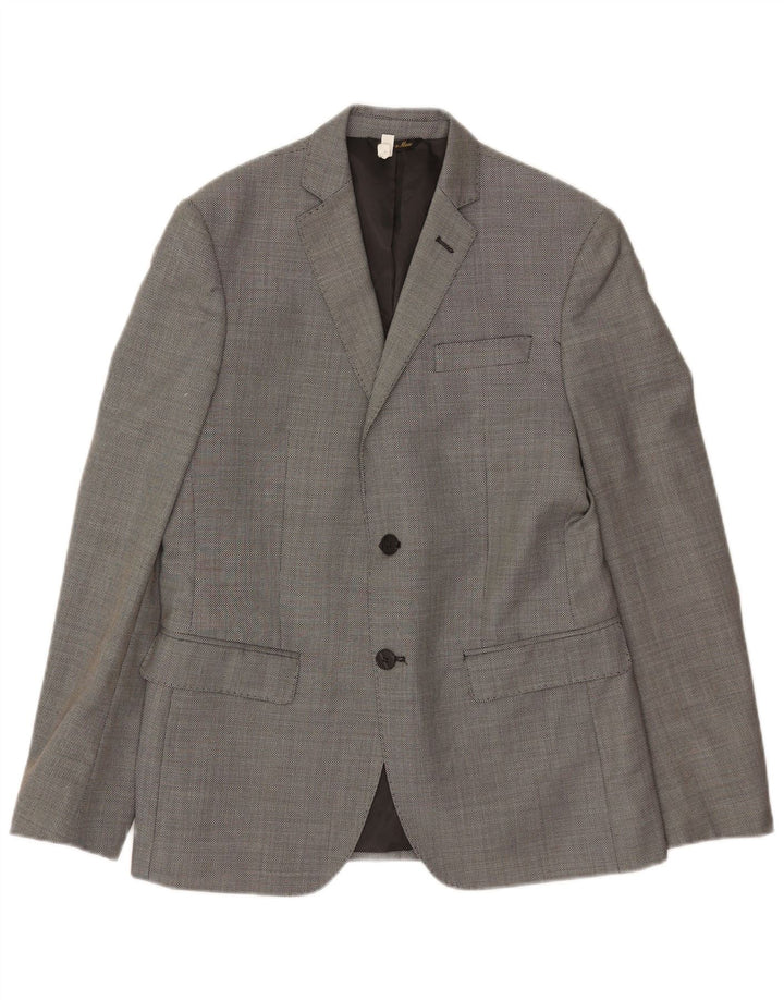 Cerruti 1881 Herren-Blazer mit 2 Knöpfen, schmal, IT 50, groß, graue Schurwolle
