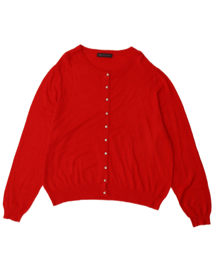 MARKS & SPENCER Damen Strickjacke UK 20 2XL Rote Viskose