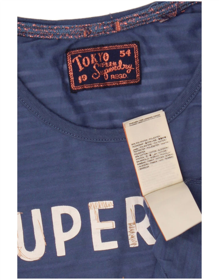 Superdry Damen Grafik-T-Shirt-Oberteil UK 10 Small Blau Polyester