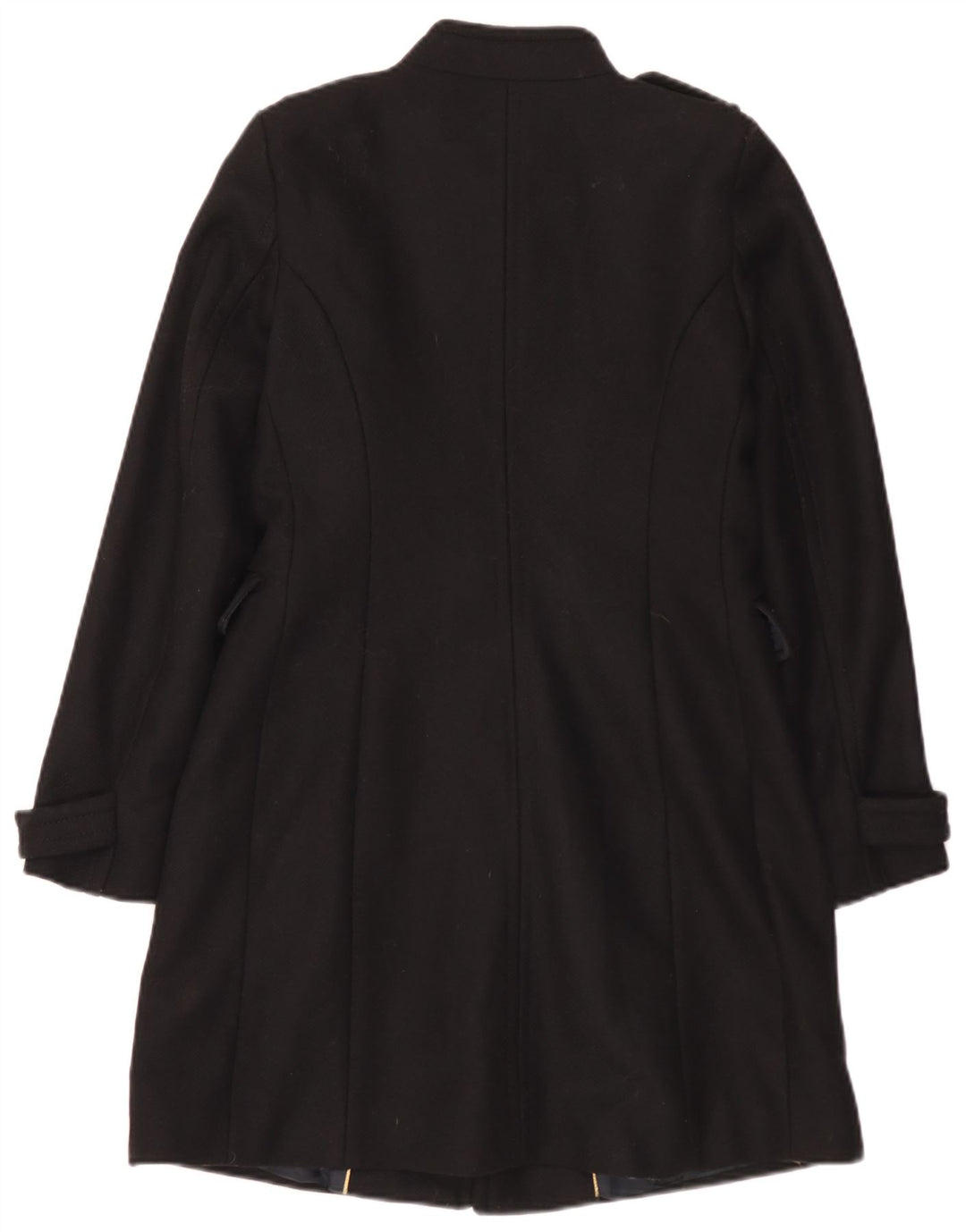Zara Damen-Militär-Zweireihermantel UK 12 Mittelschwarze Wolle
