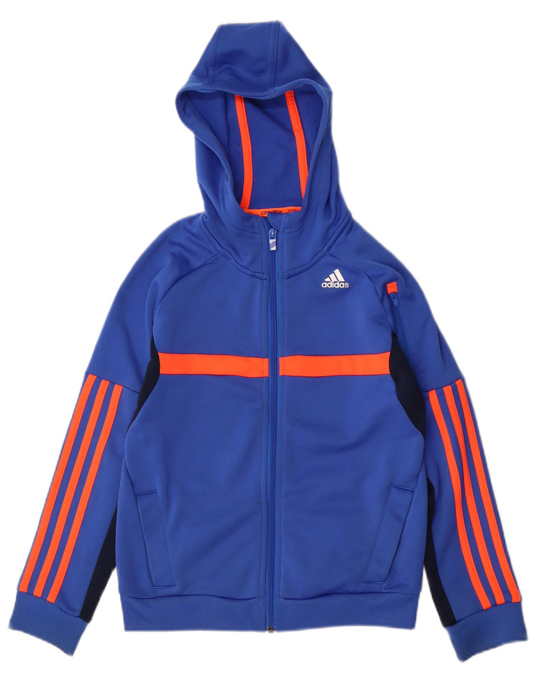 ADIDAS Climalite Zip Hoodie-Pullover für Jungen, 9–10 Jahre, blauer Farbblock