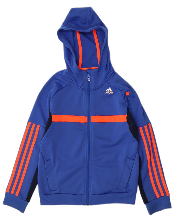 ADIDAS Climalite Zip Hoodie-Pullover für Jungen, 9–10 Jahre, blauer Farbblock