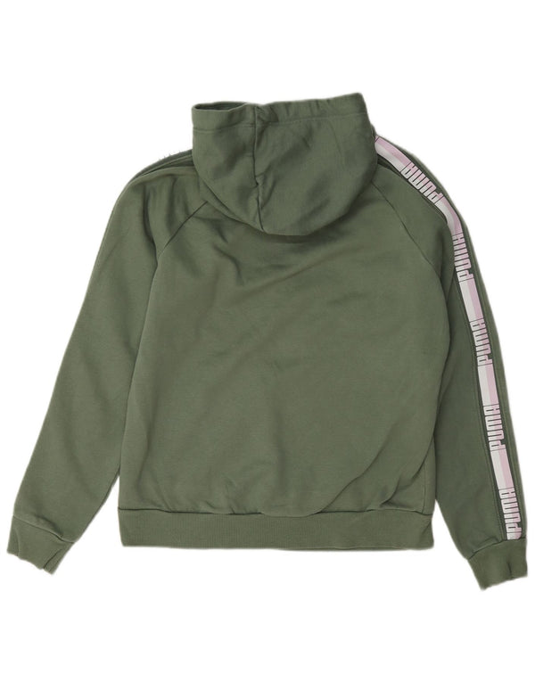 Puma Womens Graphic Hoodie Pullover UK 12 Mittelgrüne Colourblock-Baumwolle