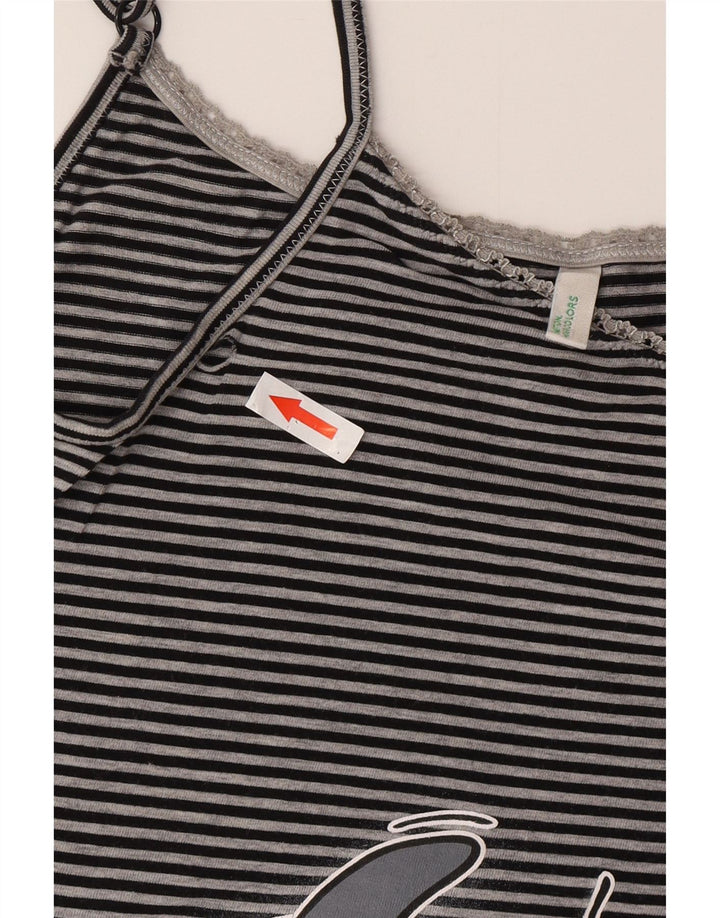 Benetton Womens Graphic Crop Cami Top UK 10 Small Grau gestreift