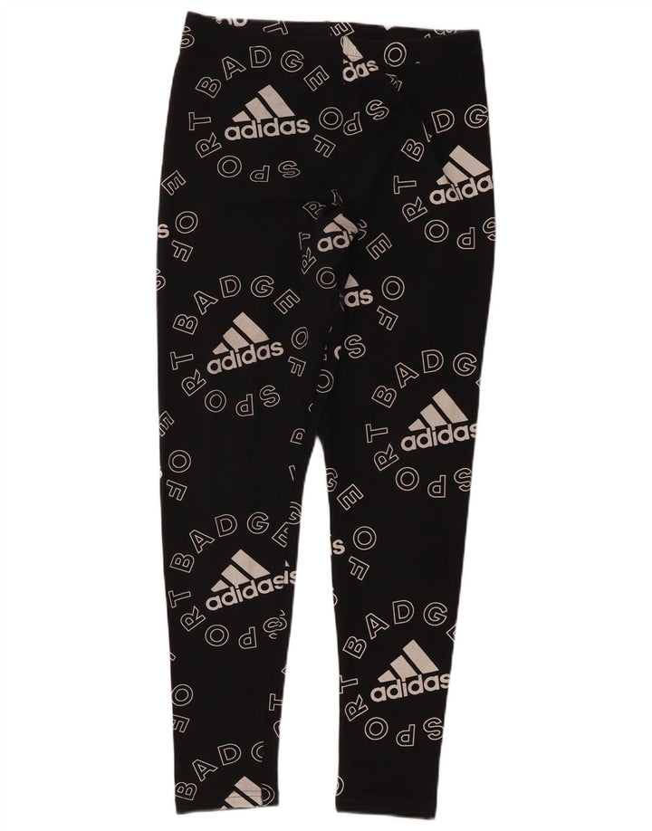 Adidas Damen Graphic Leggings UK 12/14 Medium Schwarz