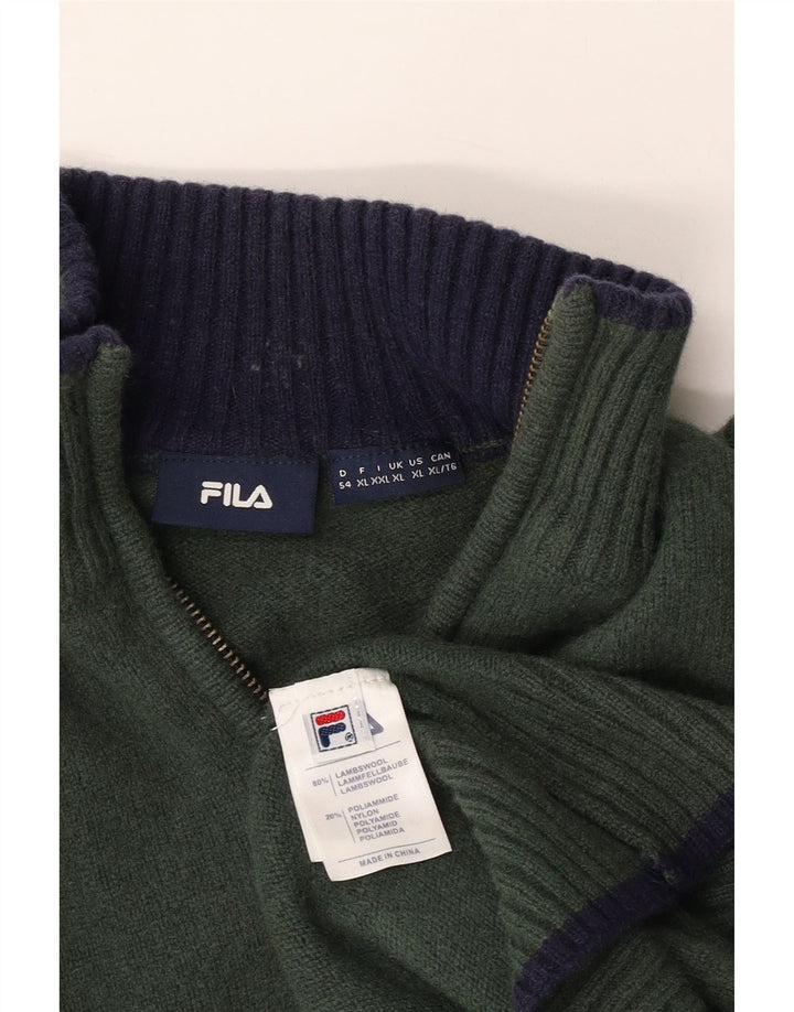 FILA Damen-Pullover mit Reißverschluss, UK 18, XL, Khaki, Lammwolle