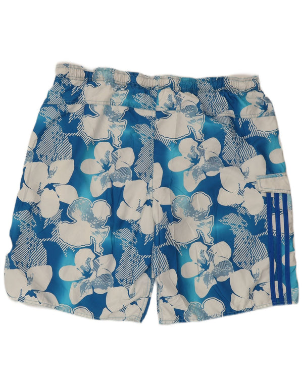 Adidas Herren Badeshorts XL Blaues Blumenmuster Polyester