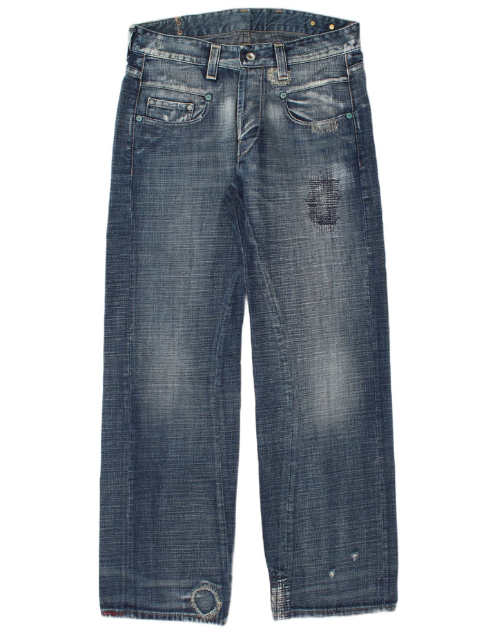 G-STAR Herren 3301 Distressed Straight Jeans W33 L34 Blaue Baumwolle