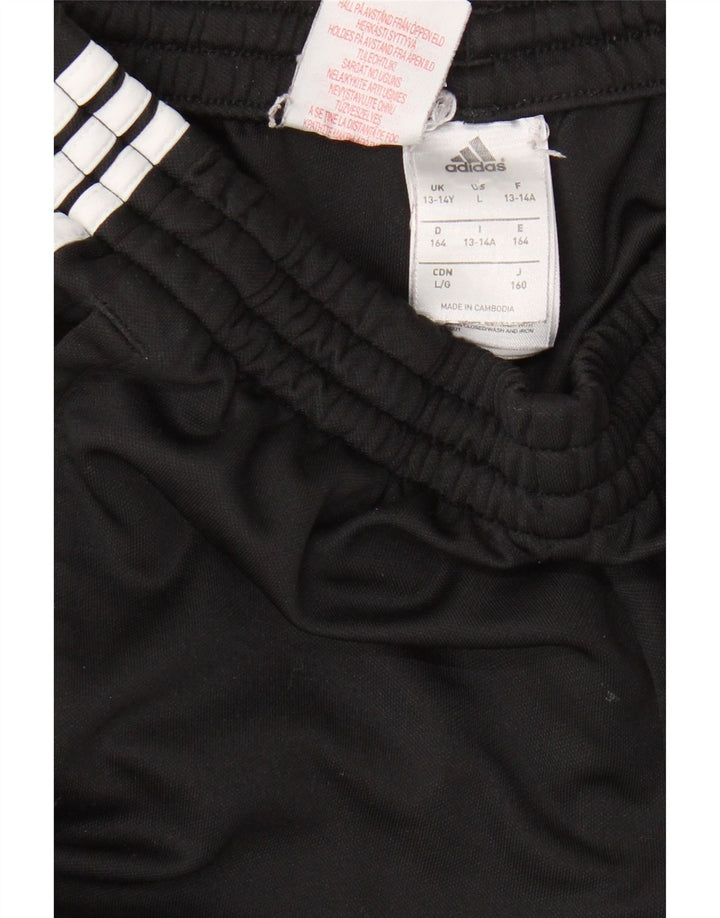 ADIDAS Boys Tracksuit Trousers 13-14 Years Black Polyester Vintage Adidas and Second-Hand Adidas from Messina Hembry 