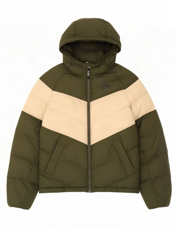 Nike Wattierte Jacke mit Kapuze für Jungen, 12–13 Jahre, Größe L, Grün, Farbblock
