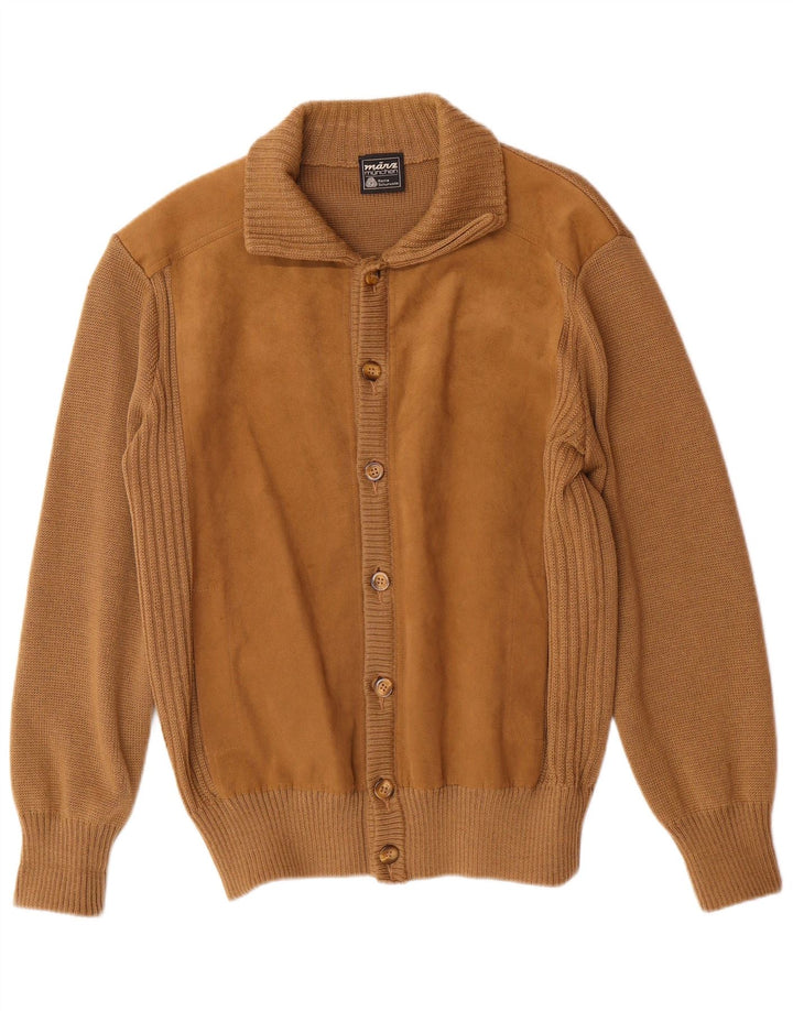 VINTAGE Herren Strickjacke IT 54 XL Braune Wolle