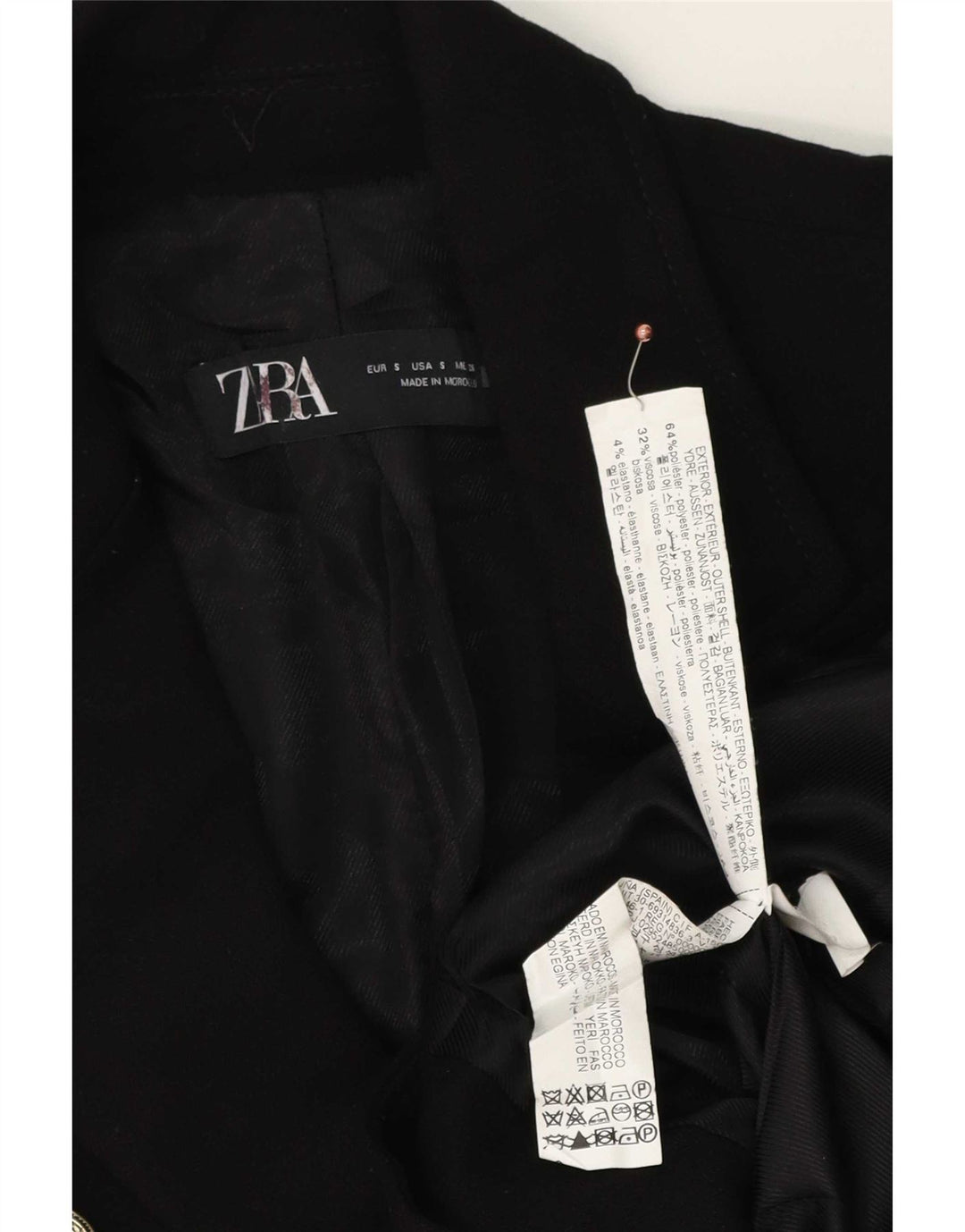 Zweireihiger Blazer für Damen von Zara, Gr. 10, Größe S, Schwarz, Polyester