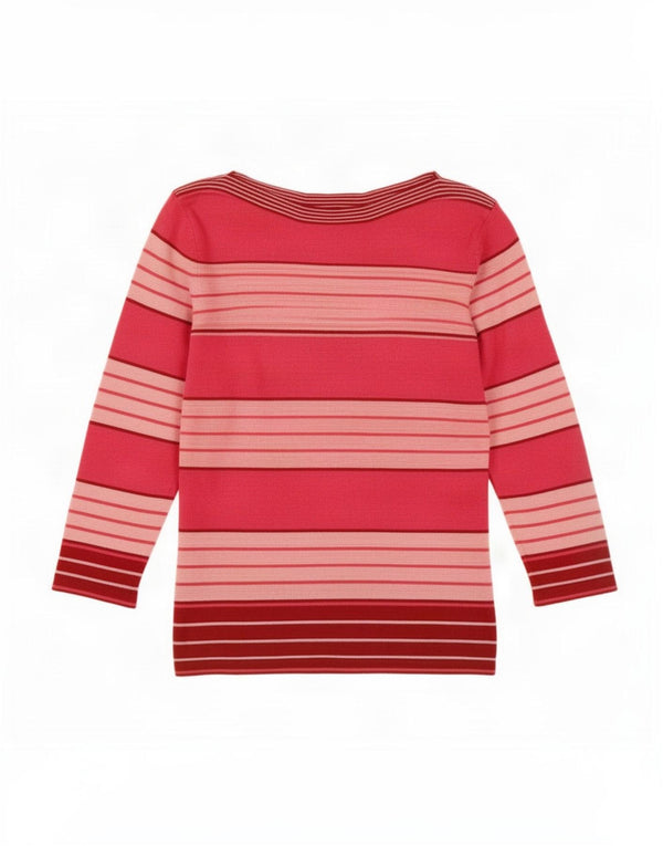 Marks & Spencer Damen Crop Top 3/4 Ärmel UK 10 Small Pink Gestreifte Viskose