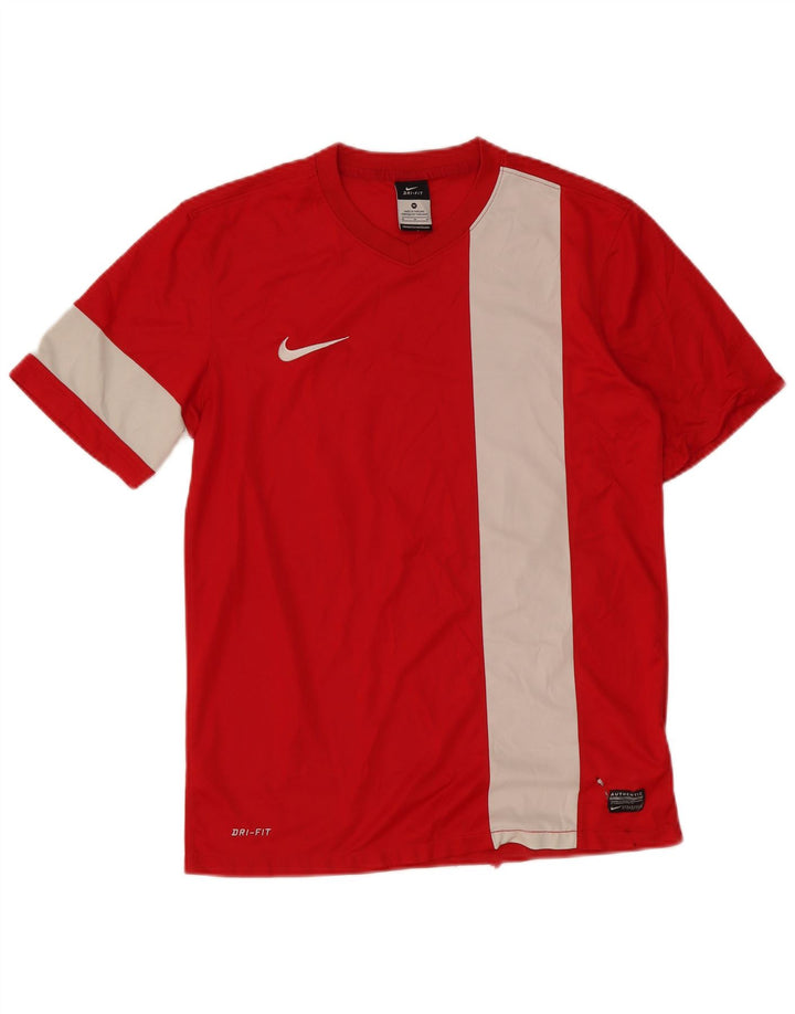 Nike Herren Dri Fit Grafik-T-Shirt-Oberteil Mittelrotes Farbblock-Polyester