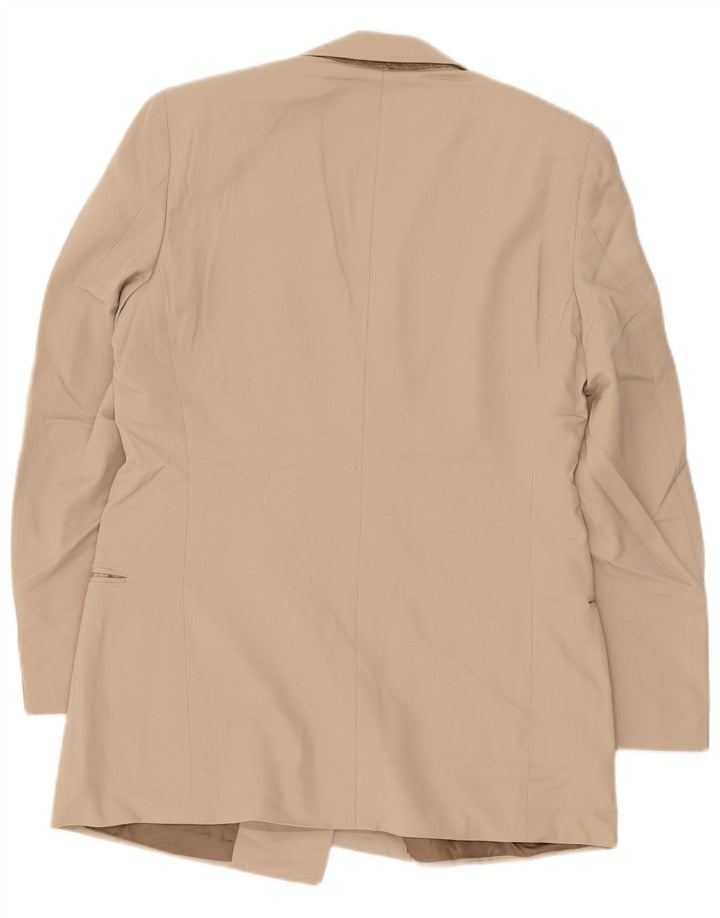 Vintage Herren Zweireiher Blazer Jacke IT 50 Große Beige Schurwolle