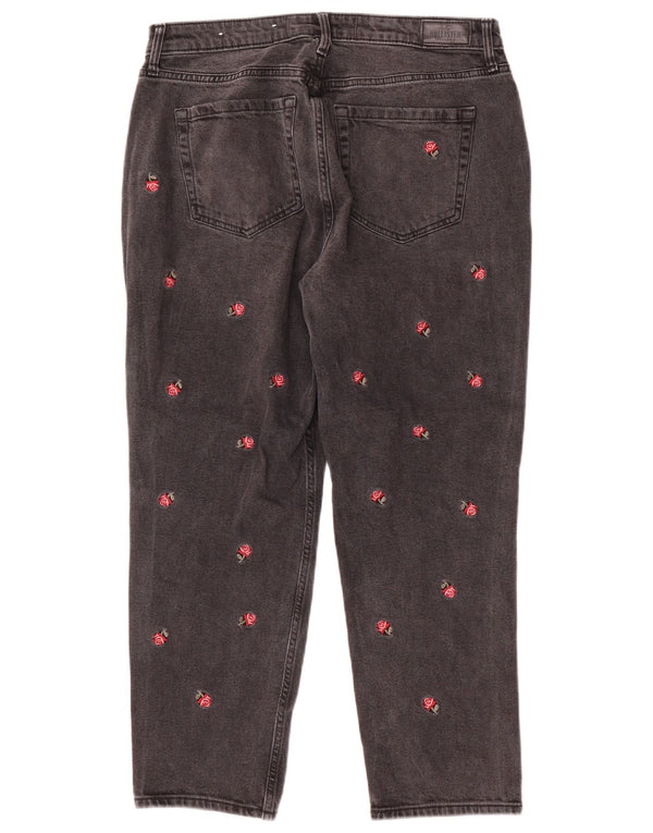Hollister Damen High Rise Tapered Jeans US 13 Large W31 L27 Grau geblümt