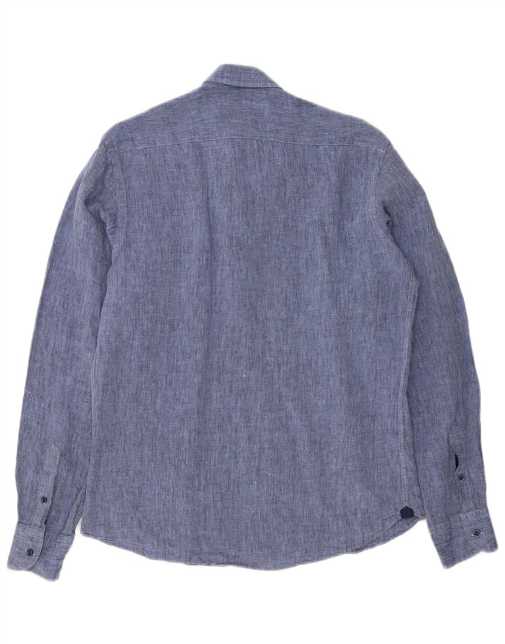 Massimo Dutti Herrenhemd Mittelblaues Leinen