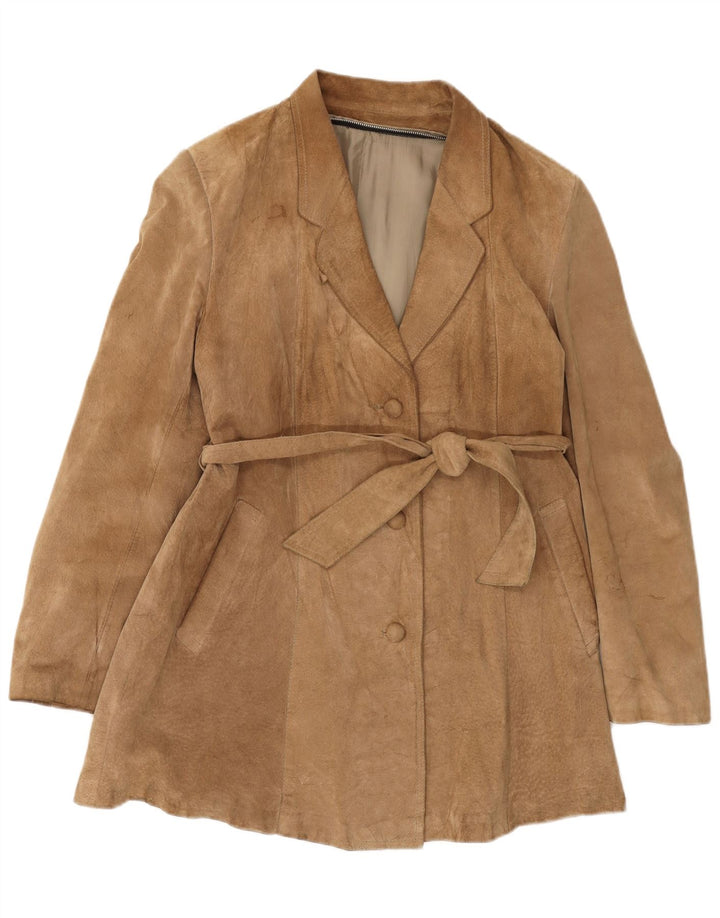 Vintage Damen Wildledermantel UK 14 Medium Beige