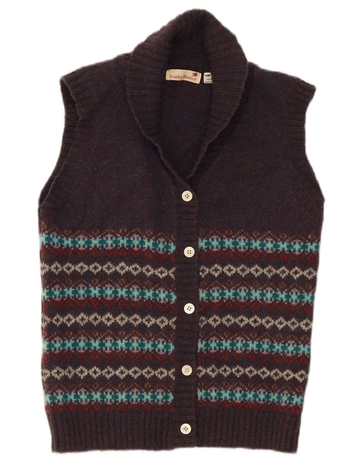 Stanley Blacker Damen Strickjacke Pullover UK 10 Small Marineblau Fair Isle