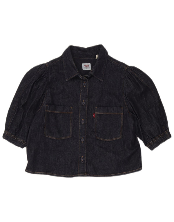 Levi's Damen Relaxed Fit Kurzarm-Crop-Jeanshemd UK 6 XS Marineblau