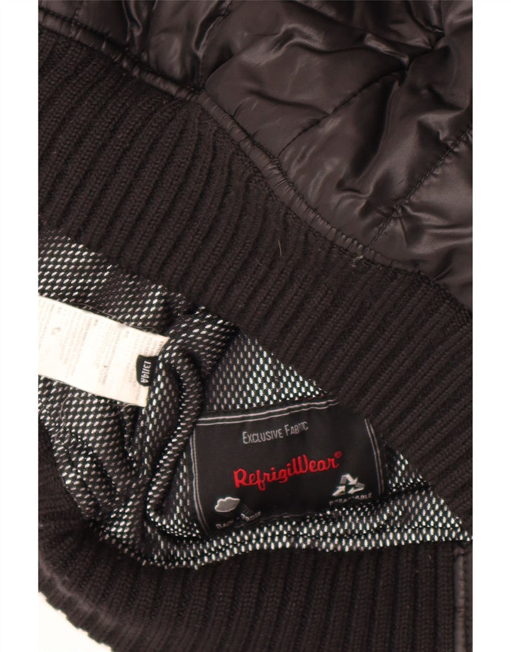 Refrigiwear Jungen Bomberjacke mit Kapuze, gepolstert, 13–14 Jahre, schwarzes Polyester