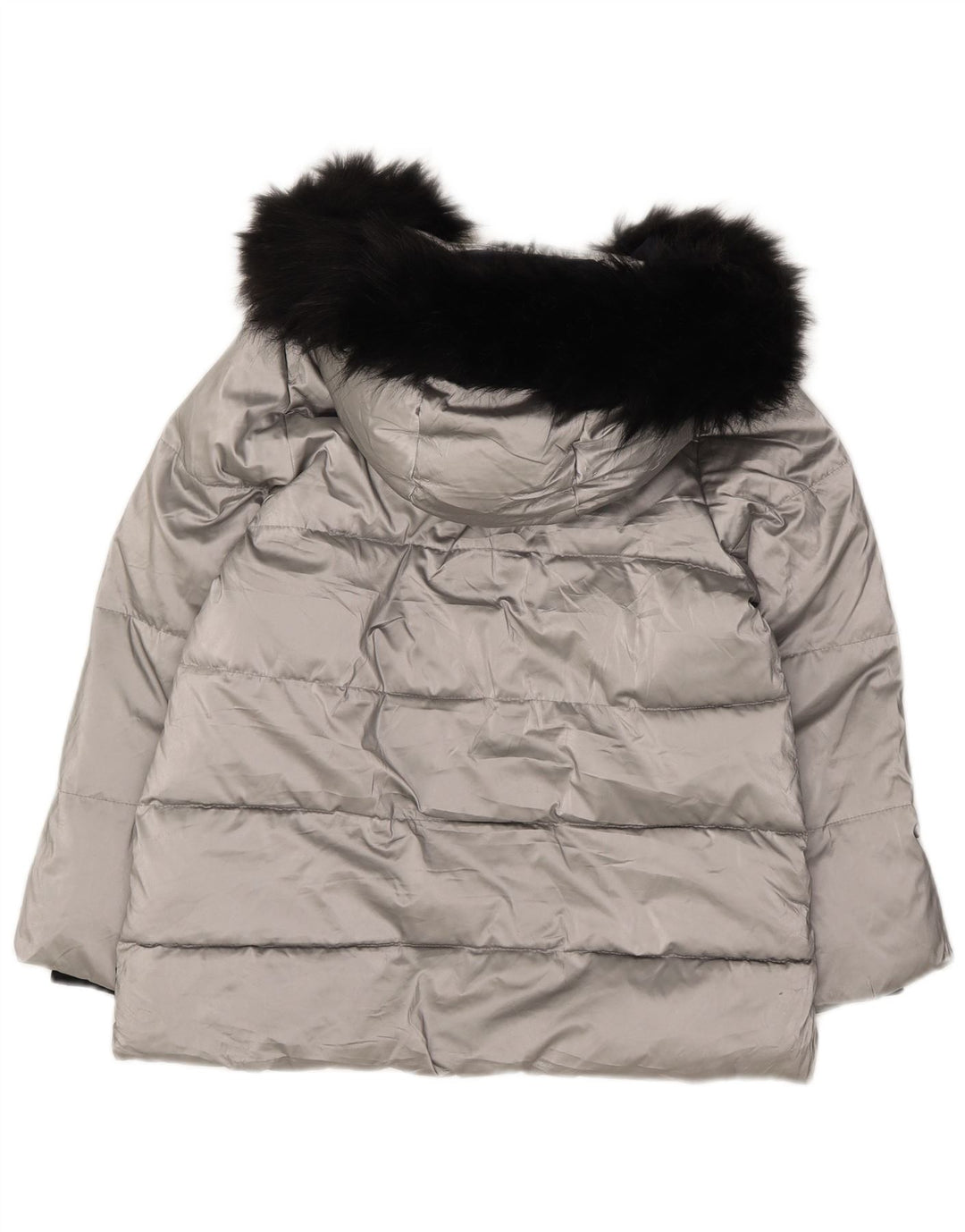 Zara Mädchen-Kapuzenjacke, gepolstert, 11–12 Jahre, silberfarbenes Polyester