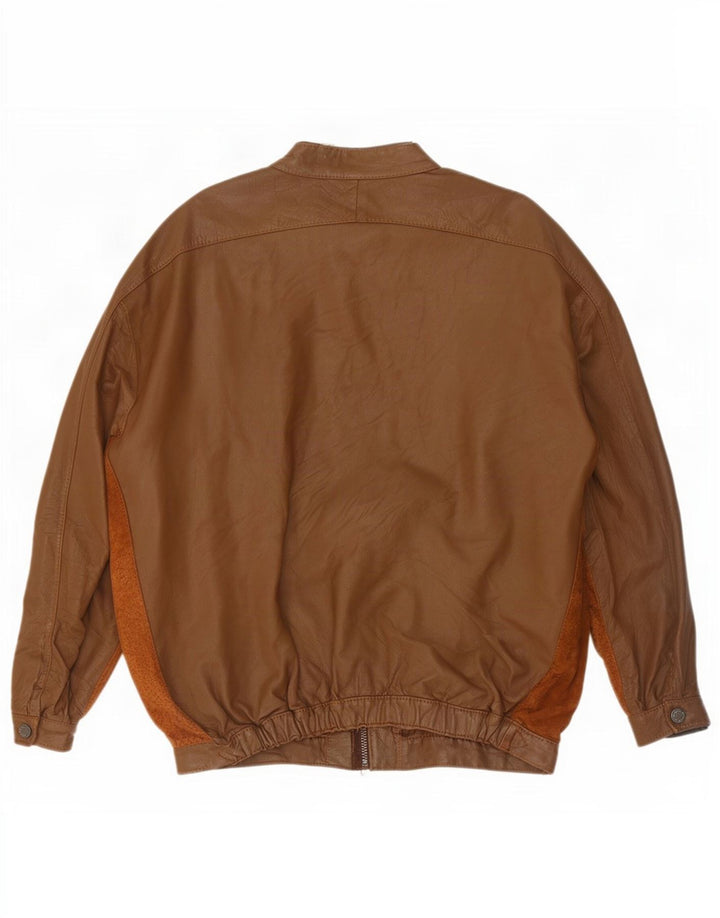 Vintage Herren Bomber Lederjacke UK 38 Mittelbraun Farbblock