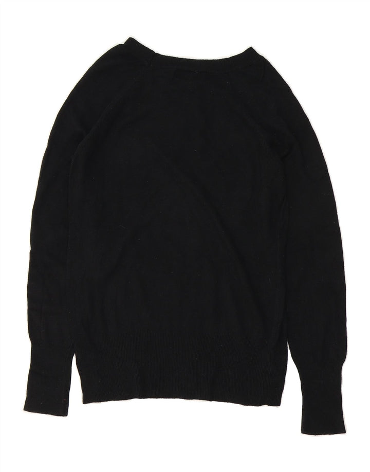 MASSIMO DUTTI Womens Boat Neck Jumper Sweater UK 12 Medium Black Nylon Vintage Massimo Dutti and Second-Hand Massimo Dutti from Messina Hembry 