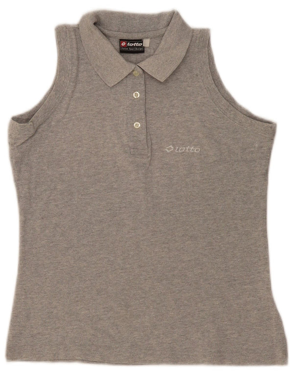 Lotto Damen ärmelloses Poloshirt UK 10 Small Grau Baumwolle