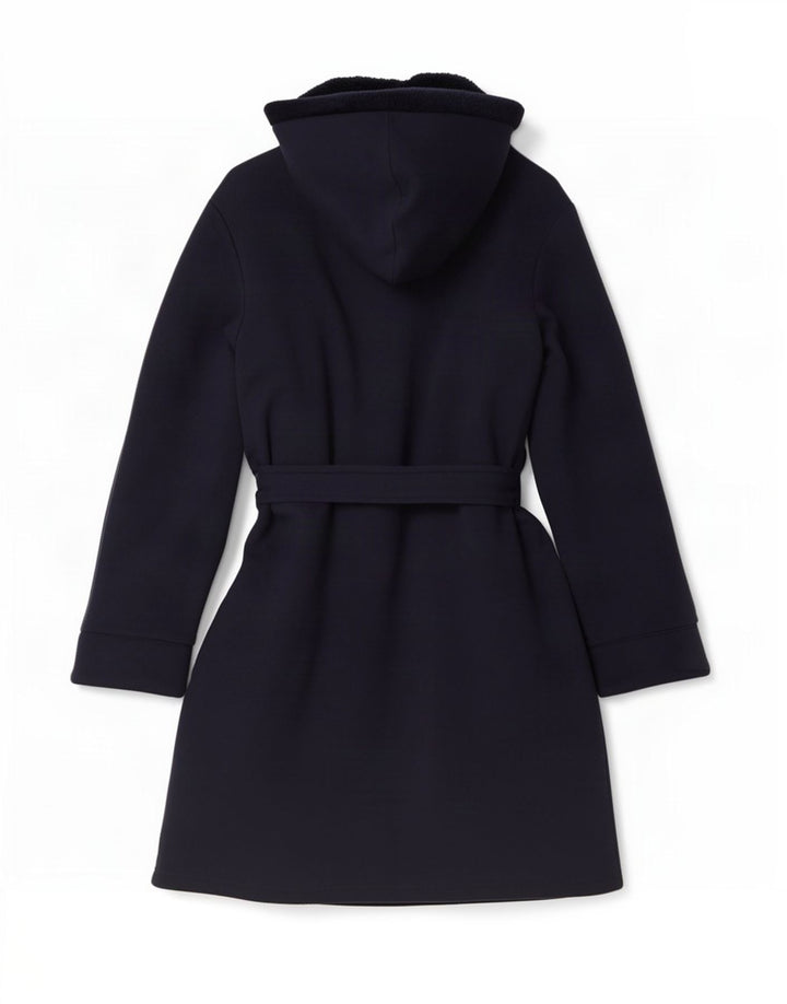 Lands End Damen Übergroßer Sherpa-Mantel mit Kapuze, Gr. 10, Marineblau