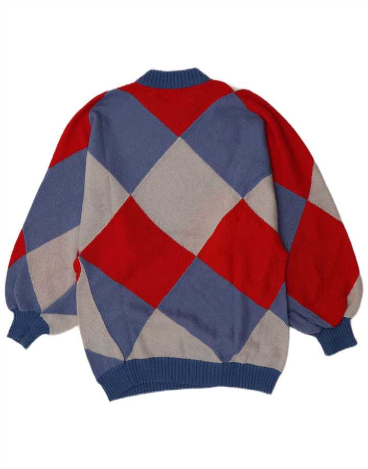 Vintage Herren Pullover mit Rundhalsausschnitt, klein, mehrfarbig, Argyle/Diamant