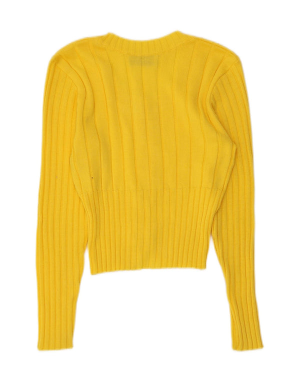 Sport Staff Damen Crop Cardigan Pullover UK 10 Small Gelb