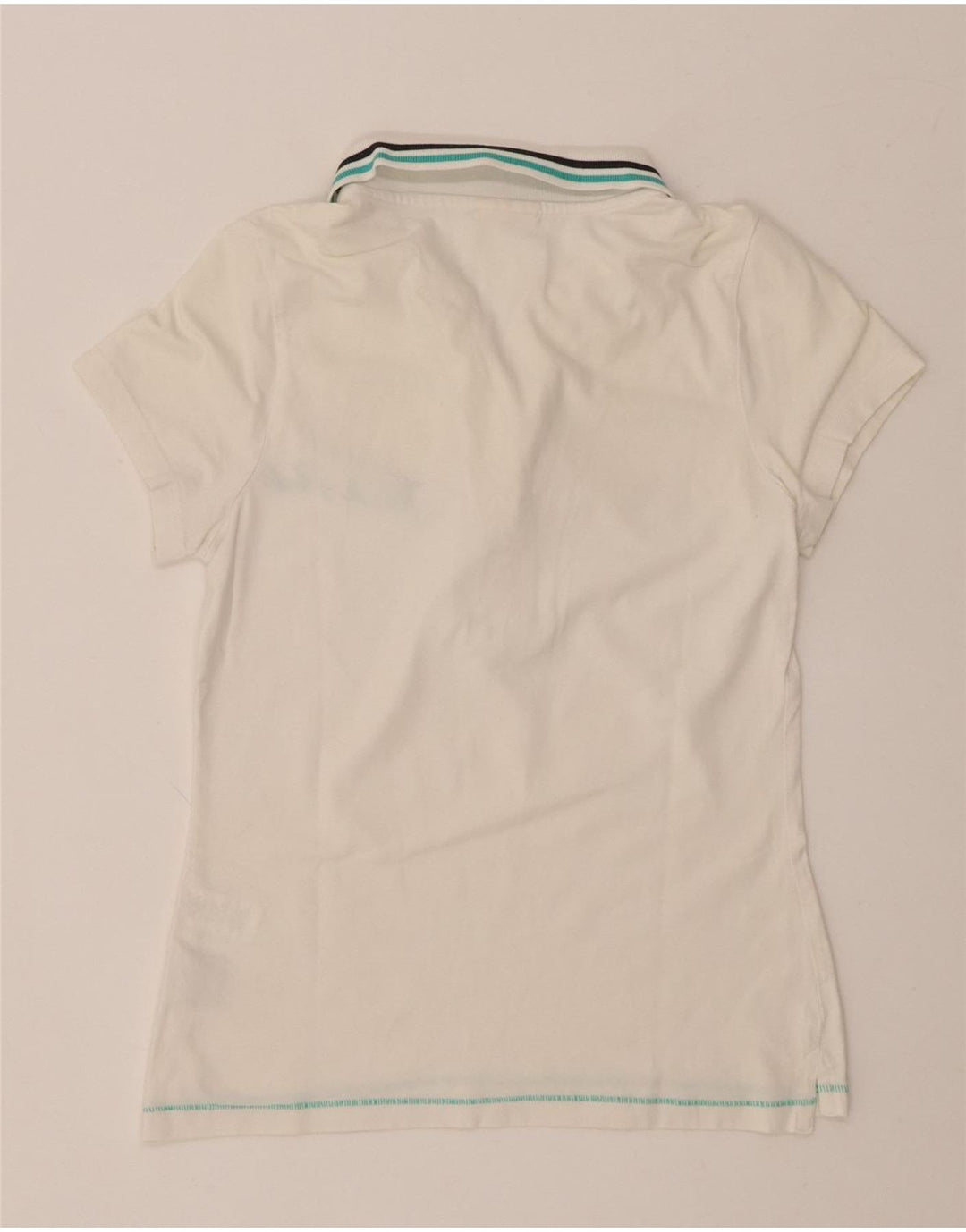 THINK PINK Damen-Poloshirt mit Grafik, UK 8, Größe S, weiße Baumwolle