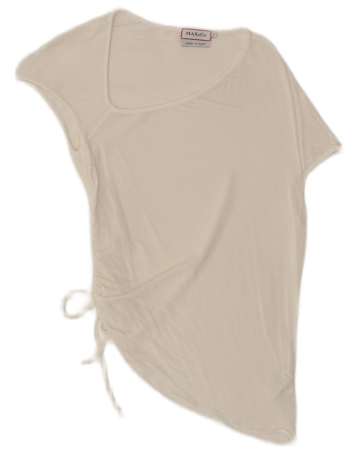 Max & Co. Damen Asymmetrisches Blusenoberteil UK 14 Large Weiße Viskose