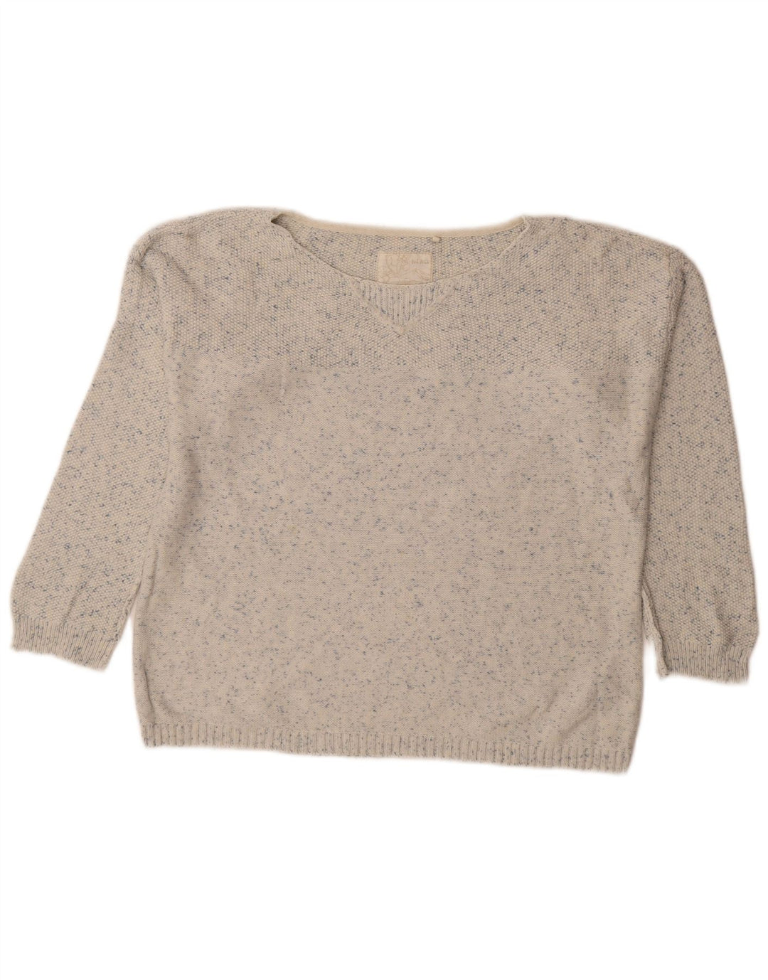 FAT FACE Damen-Pullover mit U-Boot-Ausschnitt, UK 12, mittelweiß gefleckt