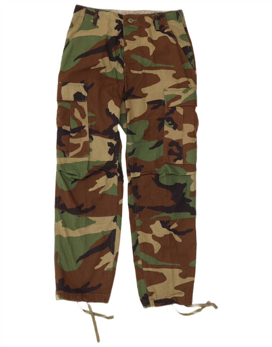 VINTAGE Gerade Herren-Cargohose W27 L29 Braune Camouflage-Baumwolle
