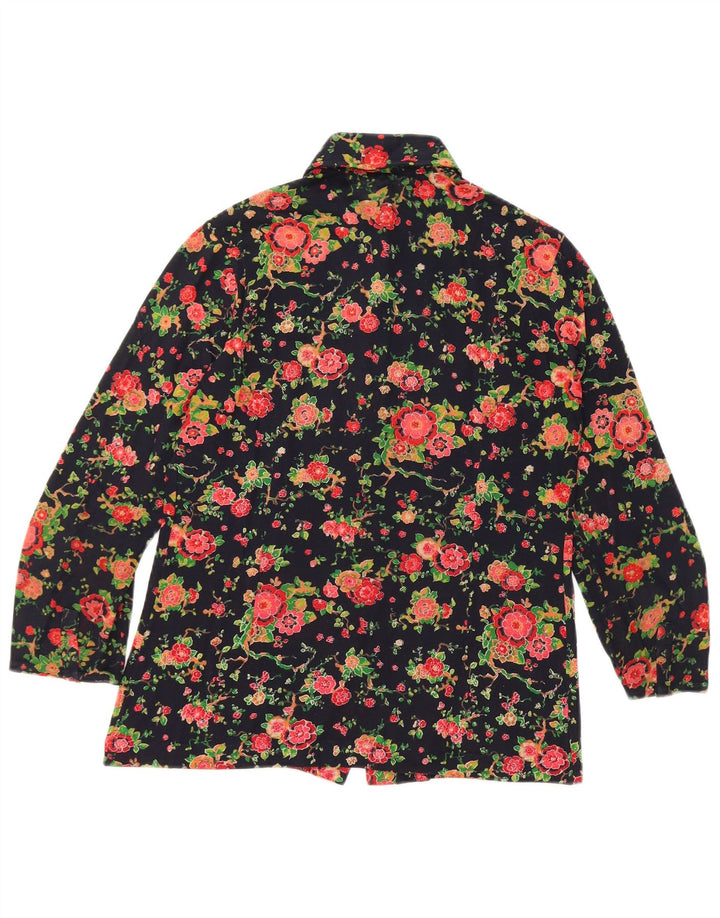 AMBASSADOR Damenhemd UK 10 Small Marineblau mit Blumenmuster