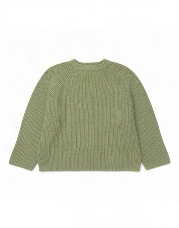 Marks & Spencer Damen-Pullover mit Rundhalsausschnitt, UK 14, mittelgrüne Baumwolle