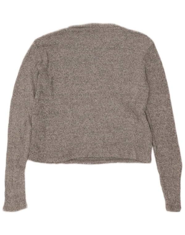 Zara Damen Top Langarm UK 16 Large Graue Viskose