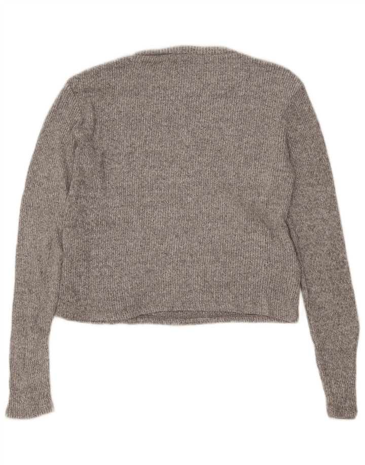 Zara Damen Top Langarm UK 16 Large Graue Viskose