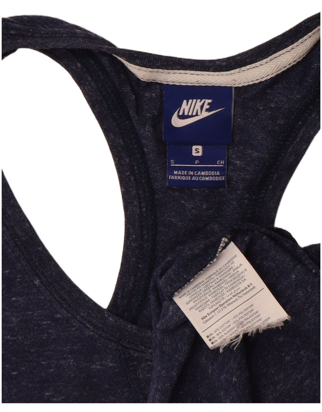 Nike Damen Weste Top UK 10 Small Marineblau gefleckte Baumwolle