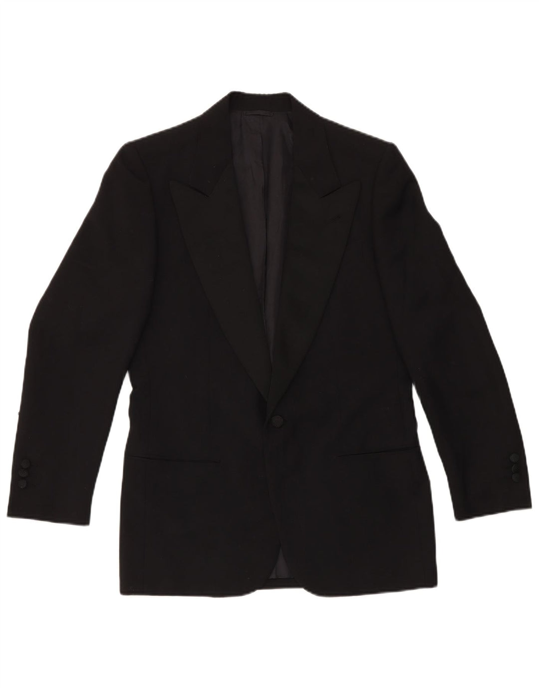 VINTAGE Herren 1-Knopf-2-teiliges Set IT 46 Small W29 L29 Schwarze Wolle
